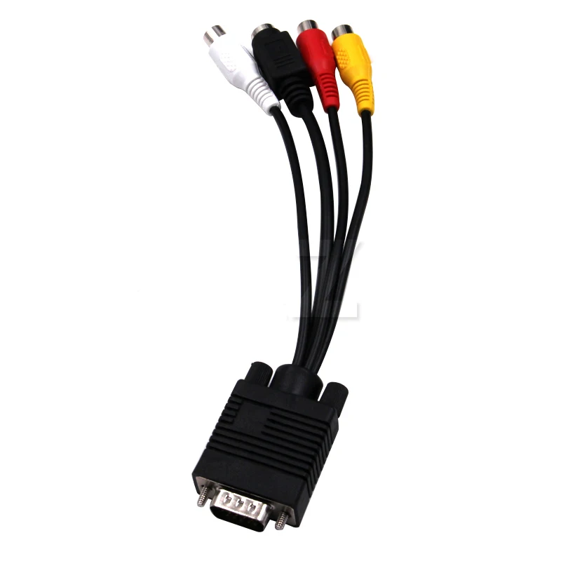 VGA Male to S-Video 3 RCA Jack Female Composite AV TV Out Adapter Converter Connector Video Cable for Laptop PC HDTV
