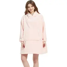 Coral Sherpa Blanket with Sleeves #6