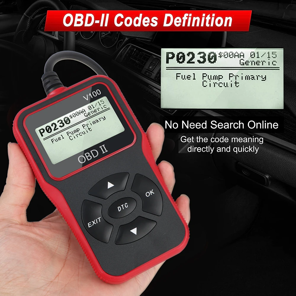 V100 Car Diagnostic Tools Digital Display OBD 2 Scanner Universal OBD2 Code Reader Ignition Tester Test Automotive Accessories