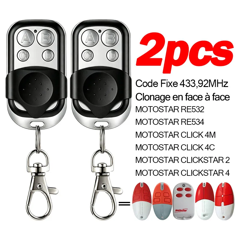 2PCS MOTOSTAR Remote Control CLICK 4M 4C RE532 RE534 CLICKSTAR 4 CLICKSTAR 2 Electronic Gate Control 433.92MHz Fixed Code