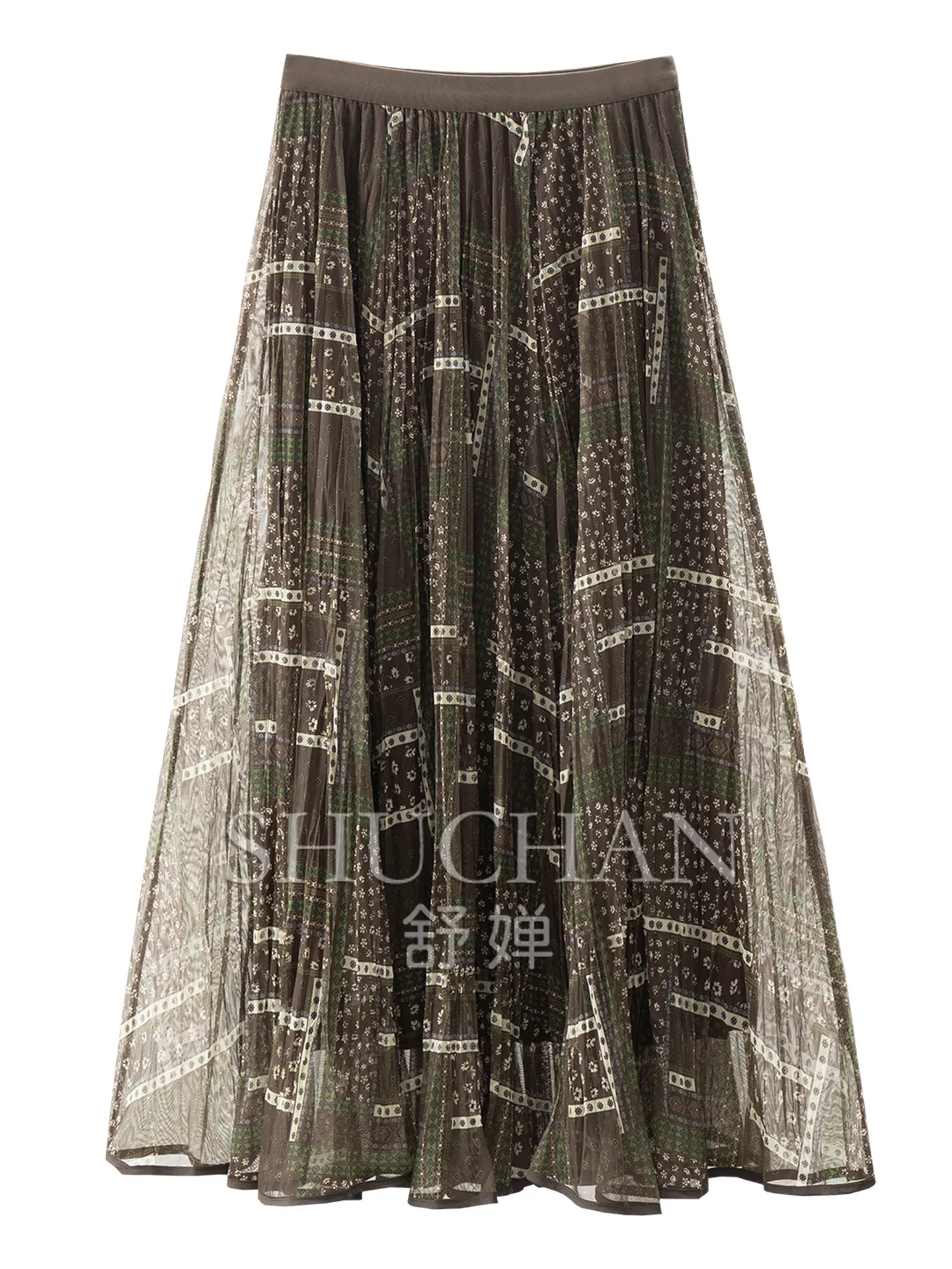 Retro Secret Realm Ethnic Style High Waist 4 Meters Big Pendulum Mesh Skirt Women F050 Long Skirts for Women