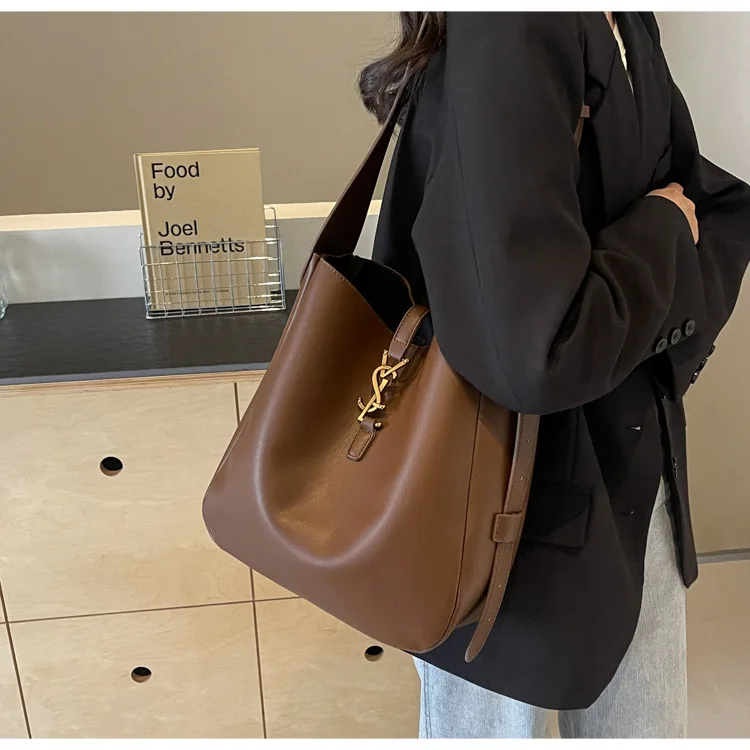 

Винтажная женская сумка-тоут из мягкой кожи 2025 года — рабочая сумка большой вместимости — модная сумка через плечо в стиле ретро для поездок на работу