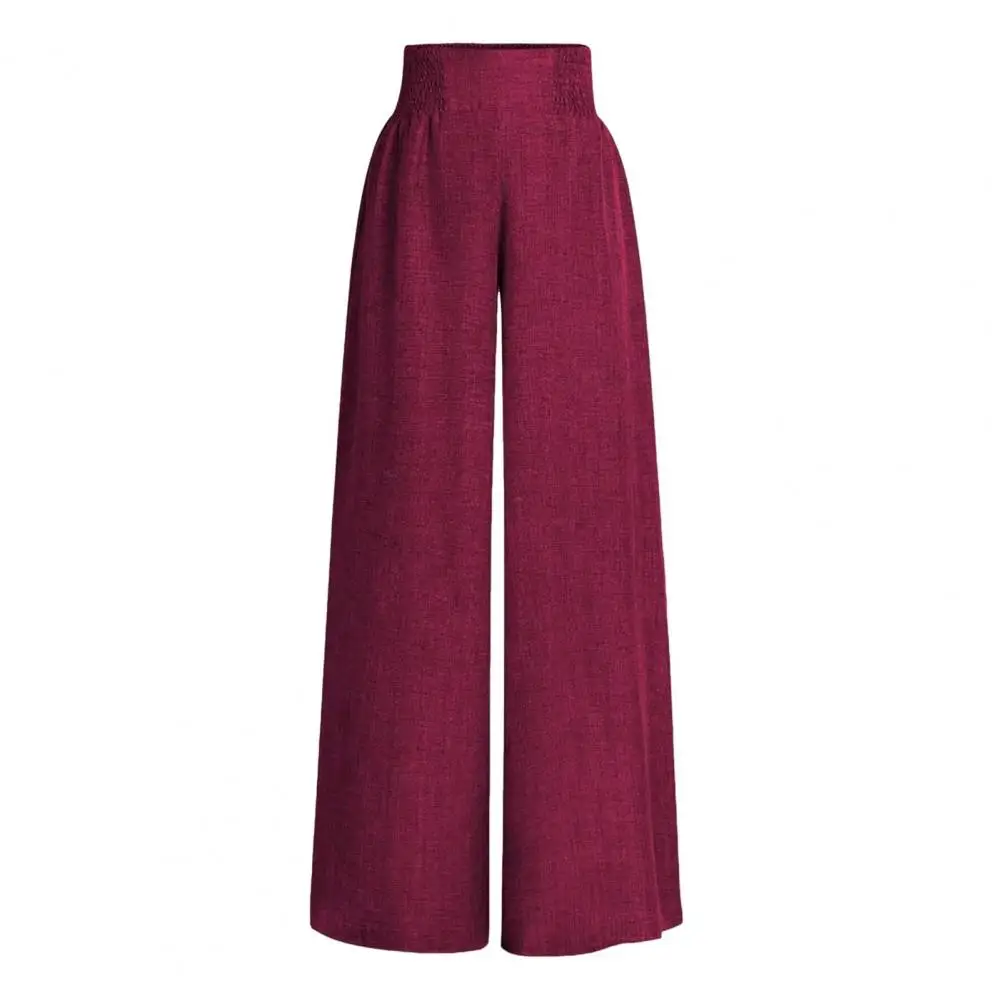 

Versatile Women Pants Stylish Women's Wide Leg Lounge Pants with High Waist Elastic Band Comfortable Solid Color for Casual