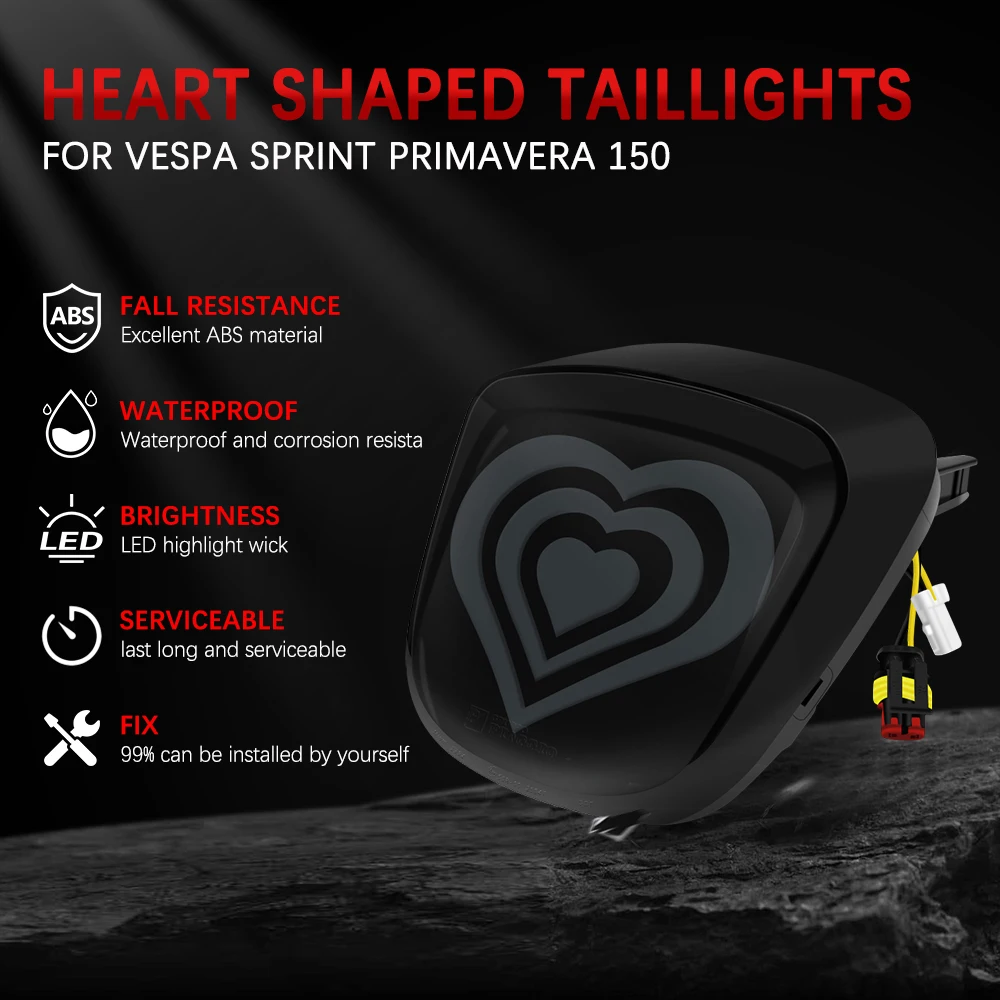 Motorcycle Taillight LED heart Turn Signal Light Rear Warning Lamp Bright Indicators For VESPA SPRINT PRIMAVERA 150