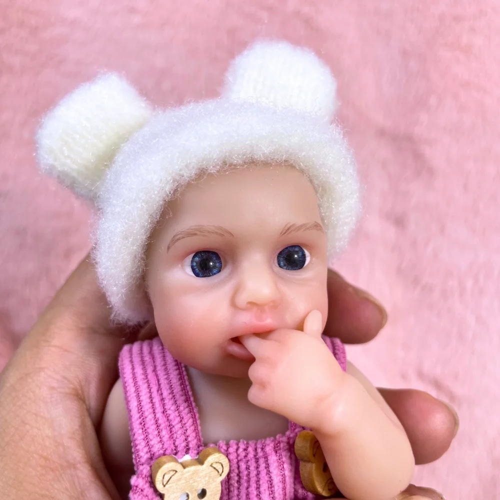 Mini 6 Inch 15CM Silicone Reborn Baby Doll LouLou Awake Girl Soft Solid Silicone Washable Body Doll Birthday Christmas Gift