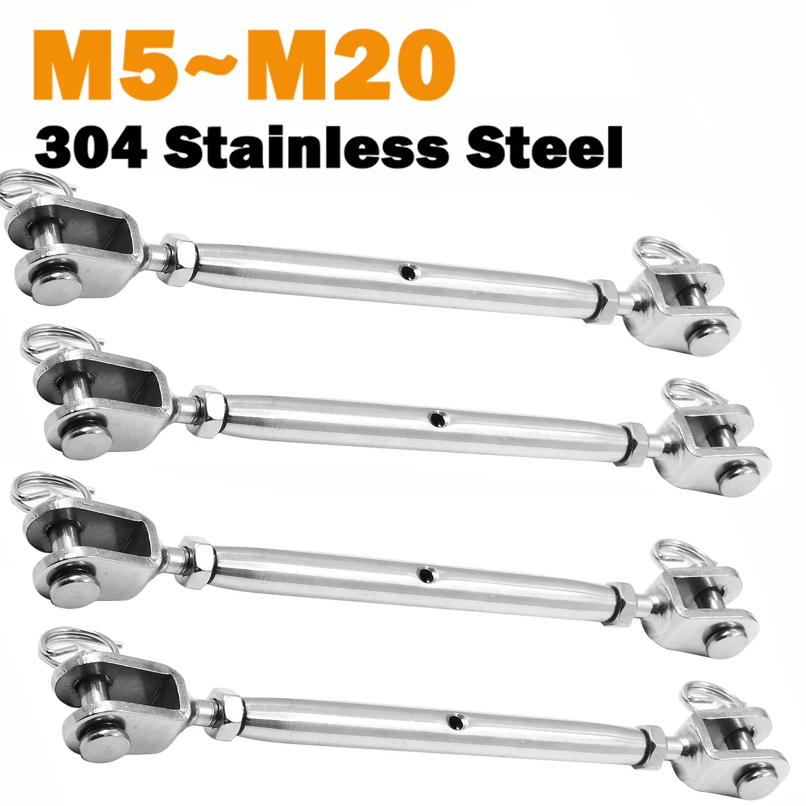 1pcs Turnbuckle 304 Stainless Steel Jaw And Jaw Turnbuckle Rigging Screw M5 M6 M8 M10 M12 M16 M20 Closed Body Turnbuckle Jaw