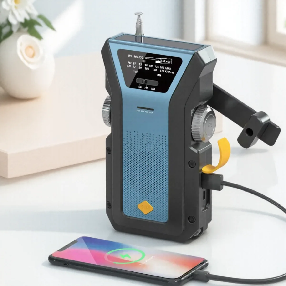 

Аварийный солнечный ручной фонарик, аккумулятор 4000 мАч, NOAA AM FM, портативное радио, зарядное устройство для мобильного телефона, SOS-сигнализация