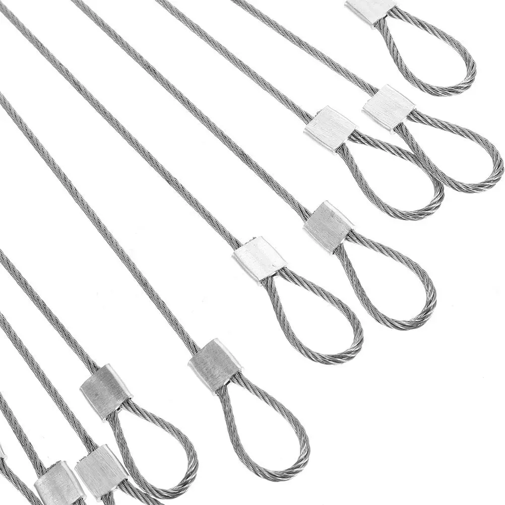 20pcs Stainless Steel Wire Rope Loops Heavy Duty Safety Cable for Home Construction Stage Use