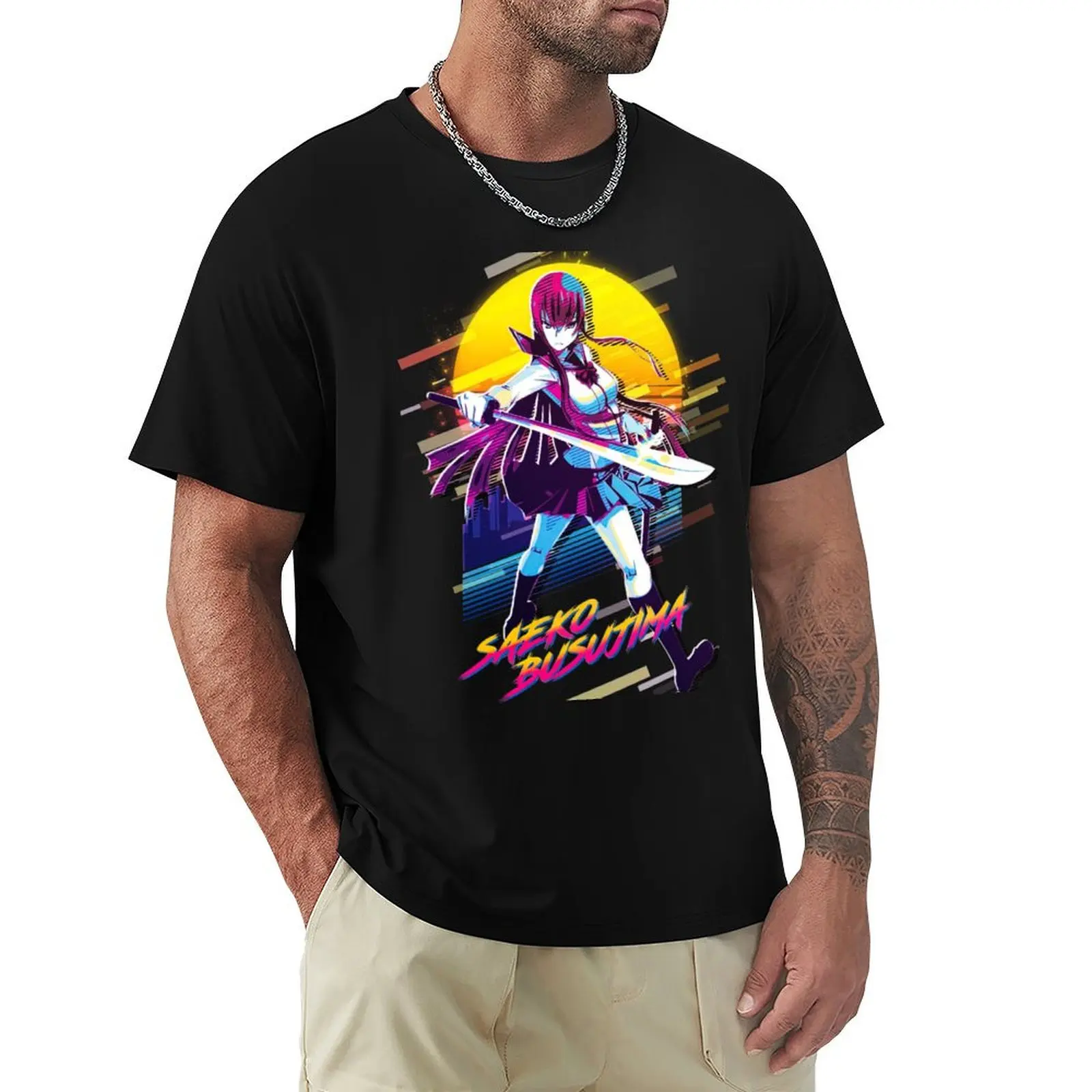 Camiseta Highschool Of The Dead Saeko Busujima, camiseta de manga corta para entrenamiento de talla grande