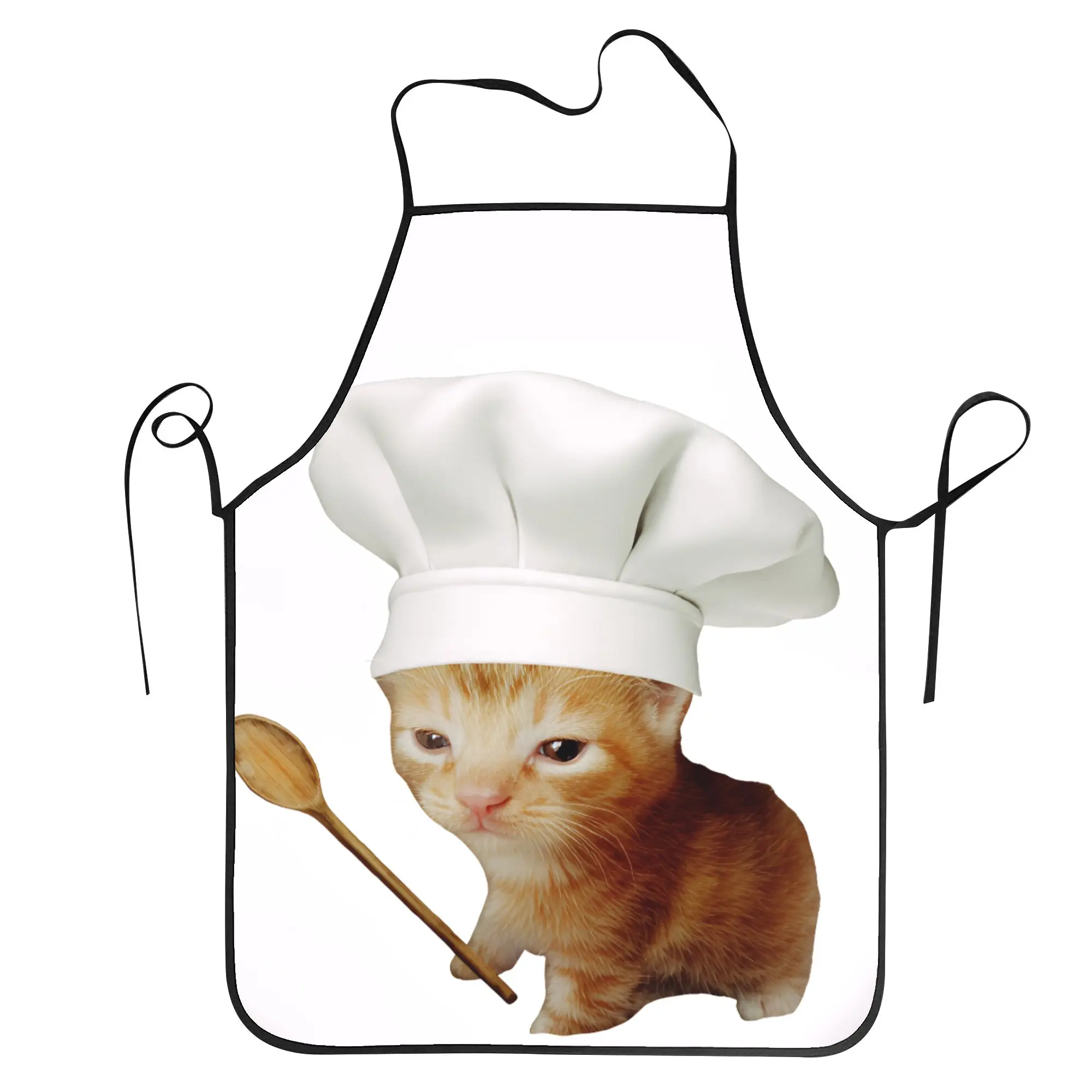 

Funny Kitten Chef Meme Apron Fashionable Household Kitchen Accessories Barbecue Adult Aprons without Pocket