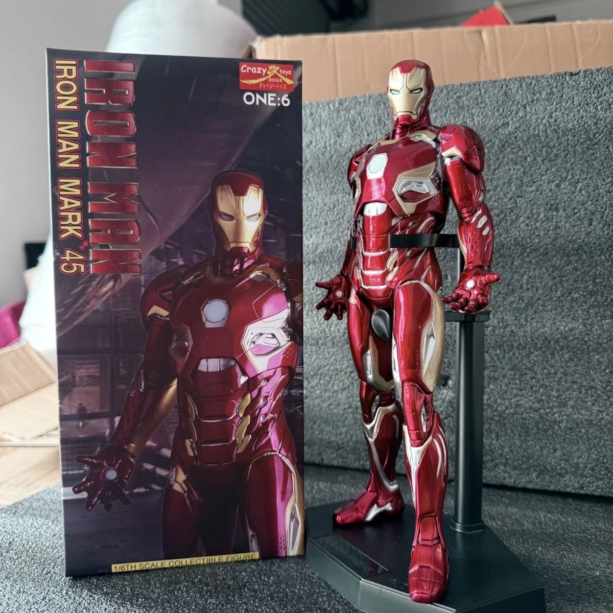 

30cm Anime Iron Man Action Figure PVC Model statue Toys Doll Desk Decor Collectible Gifts boxed