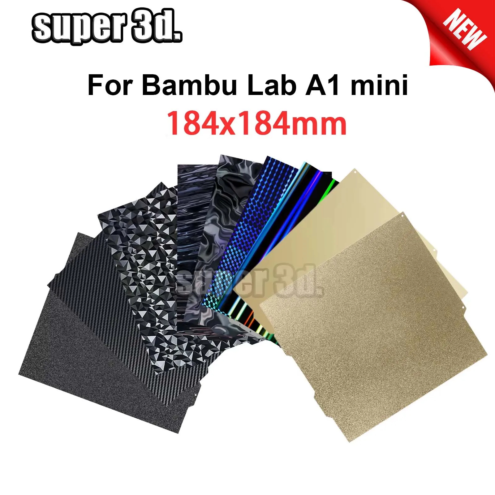 184 x 184 mm Bambu Lab A1 Mini-Bauplatte H1H PEO PET, glatt strukturiert, Bambulabs, Bett, Federstahlblech, Pei-Blatt für Bamboo Lab