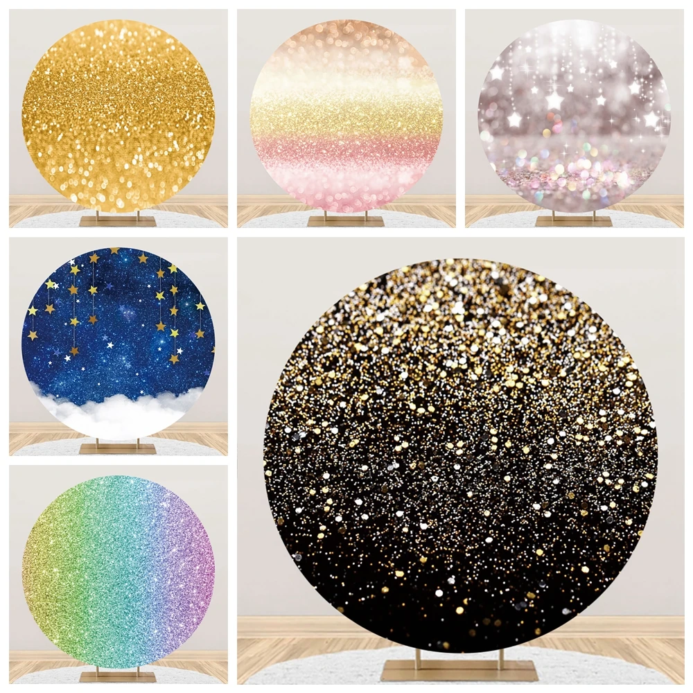 

Yeele Glitters Light Bokeh Round Elasticity Backdrop Circle Wedding Birthday Party Photography Background For Photo Studio