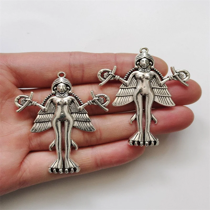 5pcs Lilith Goddess Feminist Icon Charm Pendant Tarot Wicca Witchcraft Silver Color Retro Gothic Jewelry DIY Making Handmade