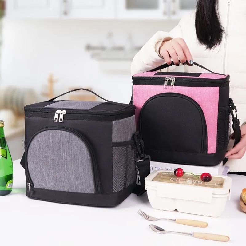 حقيبة غداء محمولة سعة 10 لتر، صندوق حراري للطعام، صندوق غداء مبرد مكتبي متين مقاوم للماء مع حقيبة معزولة بحزام كتف قابل للتعديل