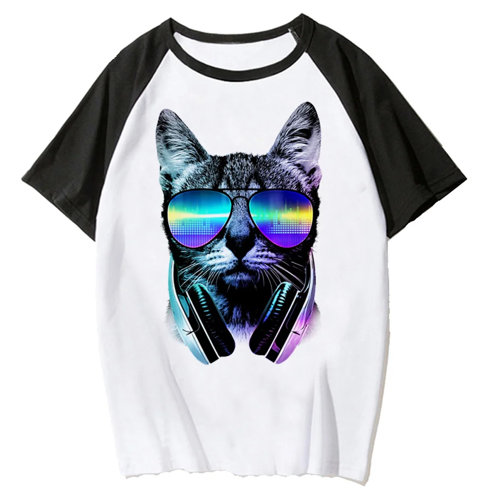 

Music Lover Cat top women harajuku tshirt girl y2k funny Japanese clothing