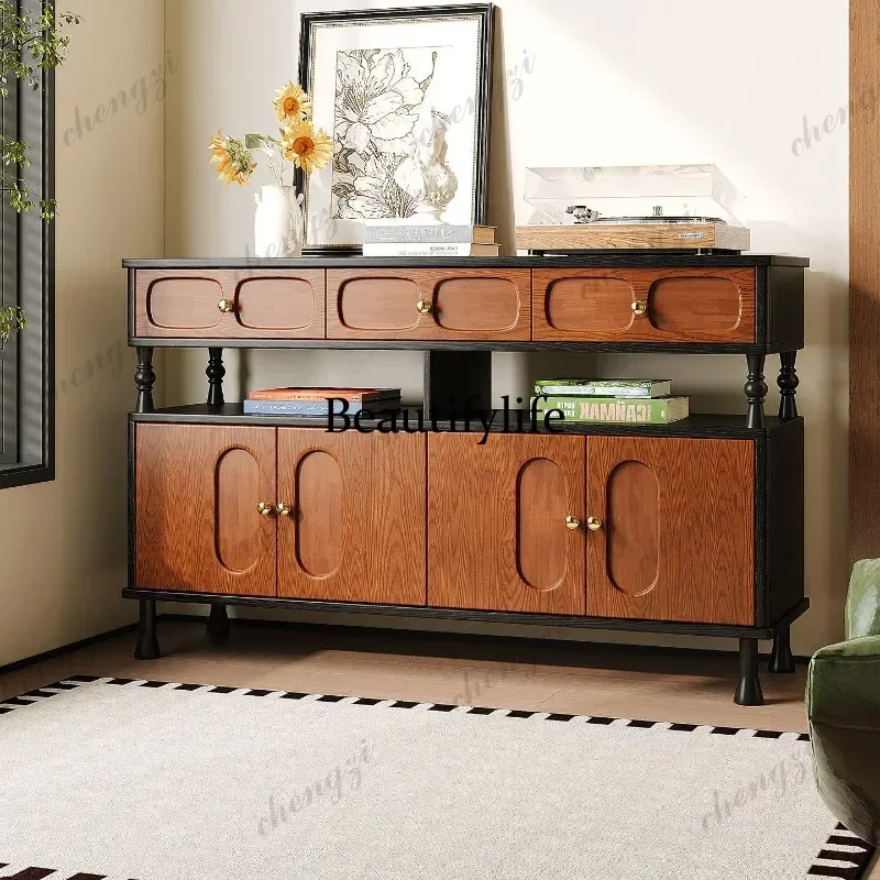 Y136 French medieval ash wood household all solid wood side cabinet living room decorative cabinet