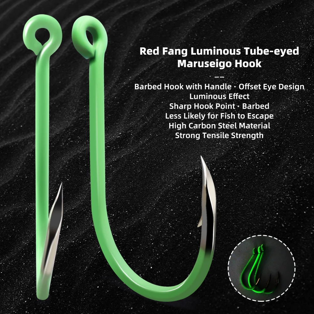 ZYZHE 12/24 Stück/Box Leuchtende Chinu-Haken aus Hochkohlenstoffstahl, Fluoreszierende Nachtangelhaken, Karpfenangelhaken, Angelzubehör – Detail 2