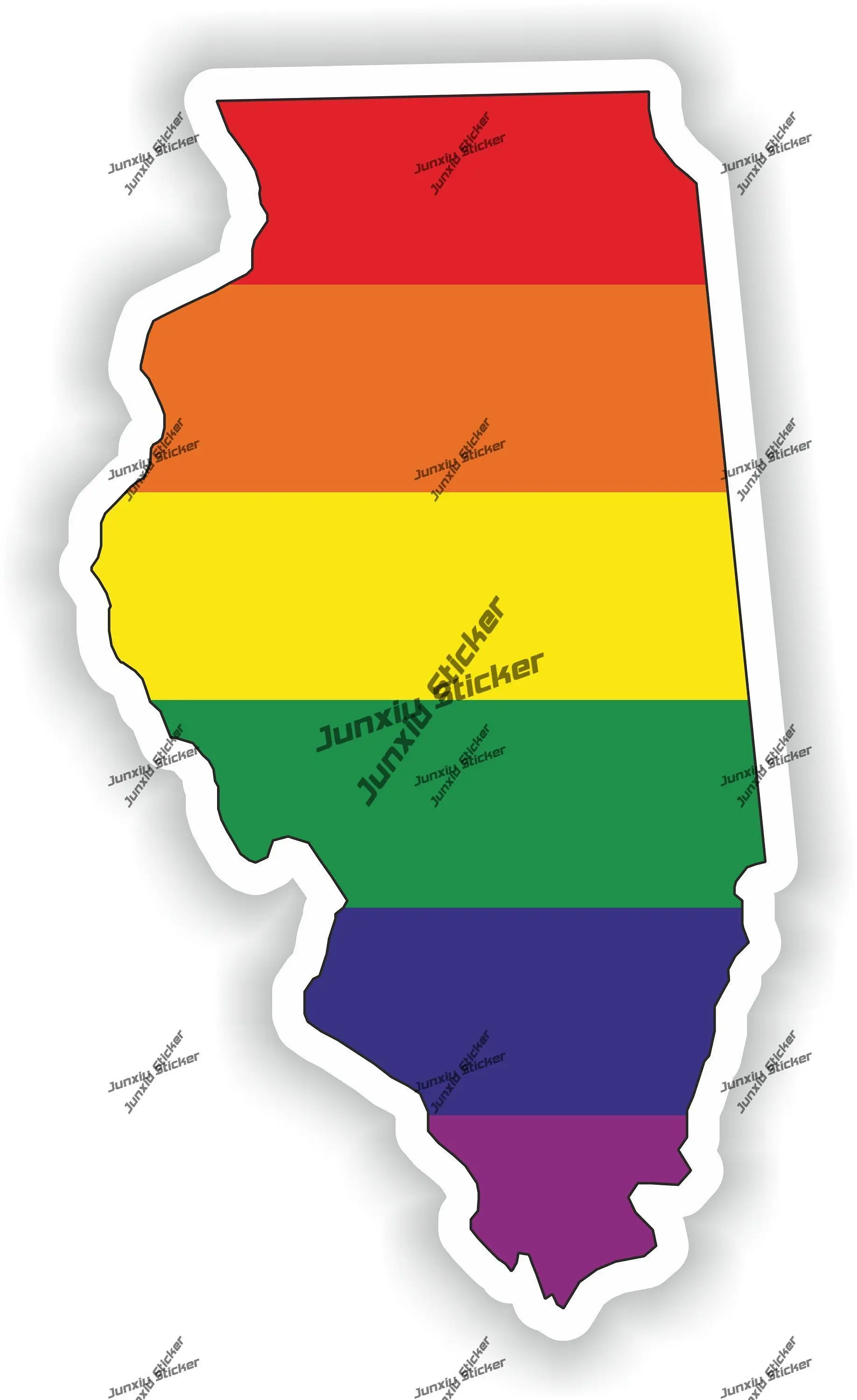 

Illinois Sticker Illinois Gay Rainbow Outline Decal for Car Laptop Window Reflective-silver Decoration for Bumper Bodywork