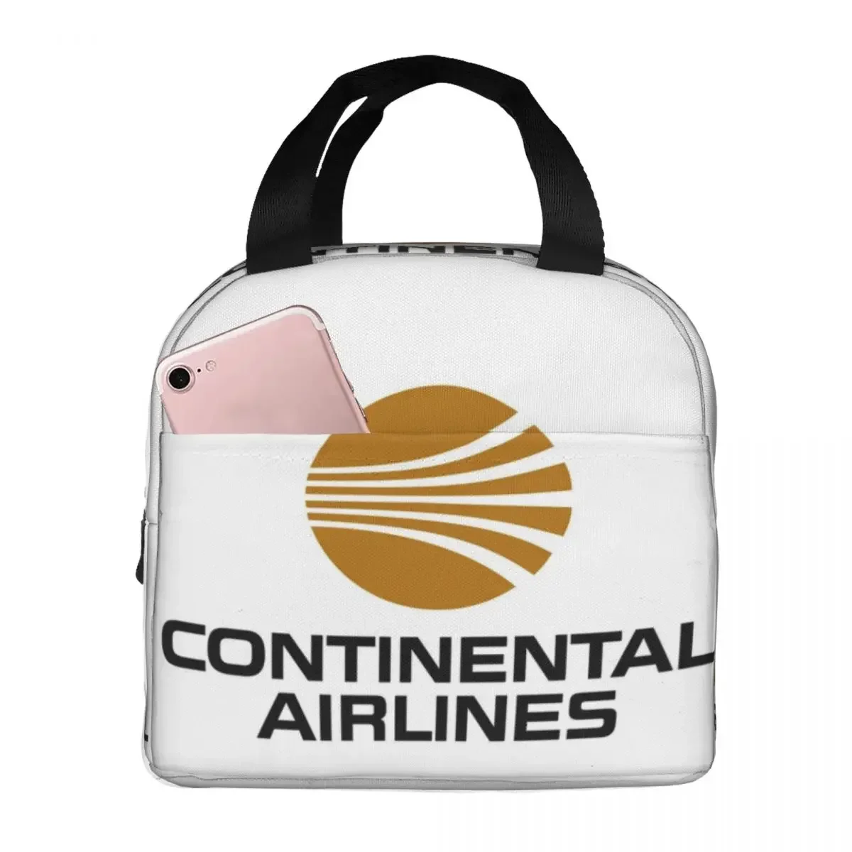 Continental Airlines Vintage Logo Thermal Insulated Lunch Bag Insulated bento bag Meal Container Food Handbags Large Tote