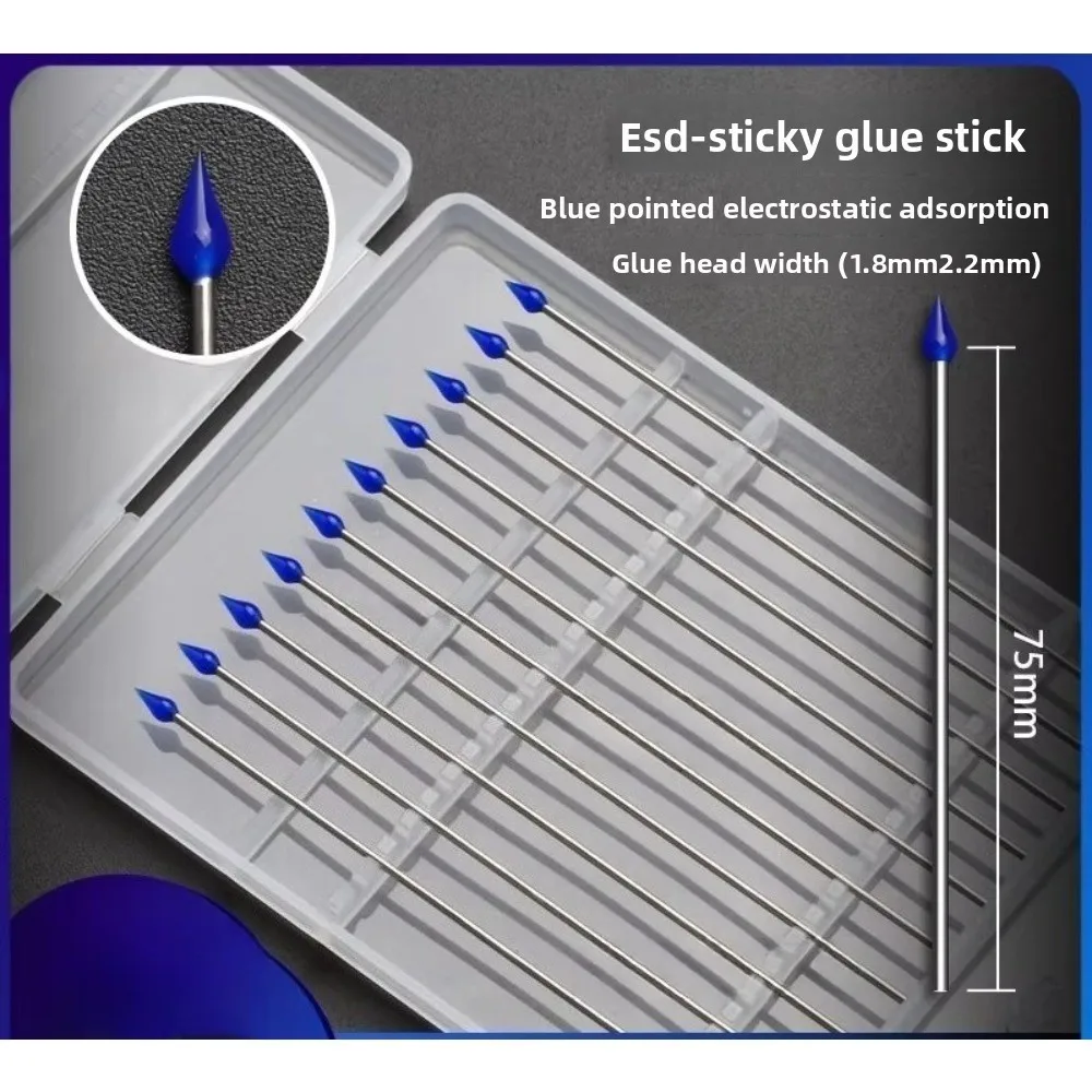 

ESD Blue Tip Stainless Steel Dust Sticky Stick Lens Cleaning Pen Silicone Tip Dust Removal Stick Cleanroom Cleaning Tool