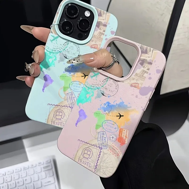 Retro Travel World Map Case For Samsung A05S A06 A07 A15 A16 A17 A34 A35 A53 A54 A55 S23 S24 FE S25 S26 Ultra A26 A36 A56 Case