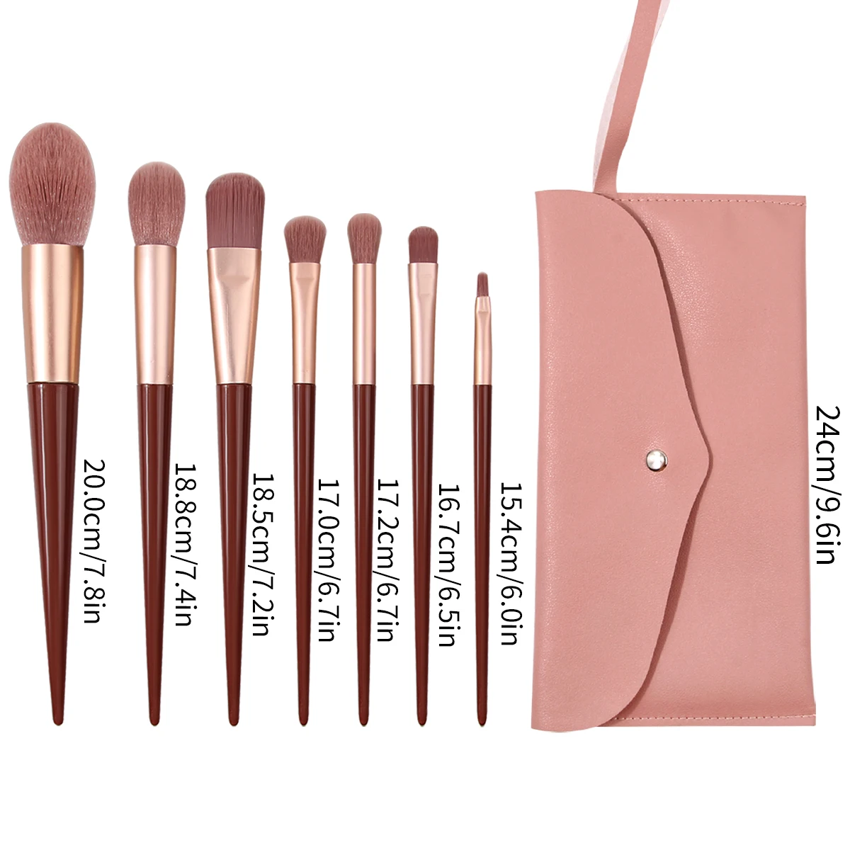7pcs wine red makeup brush set, soft bristles, no brush marks, foundation brush, eyeshadow brush, blush brush with makeup bag,