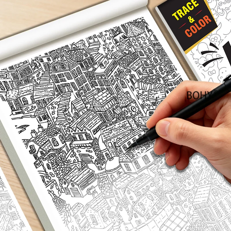 1 Adult Decompression Multi Style Copying and Coloring Graffiti Album A5 Size 24 Pages Suitable for Novice Hand Drawing Practice
