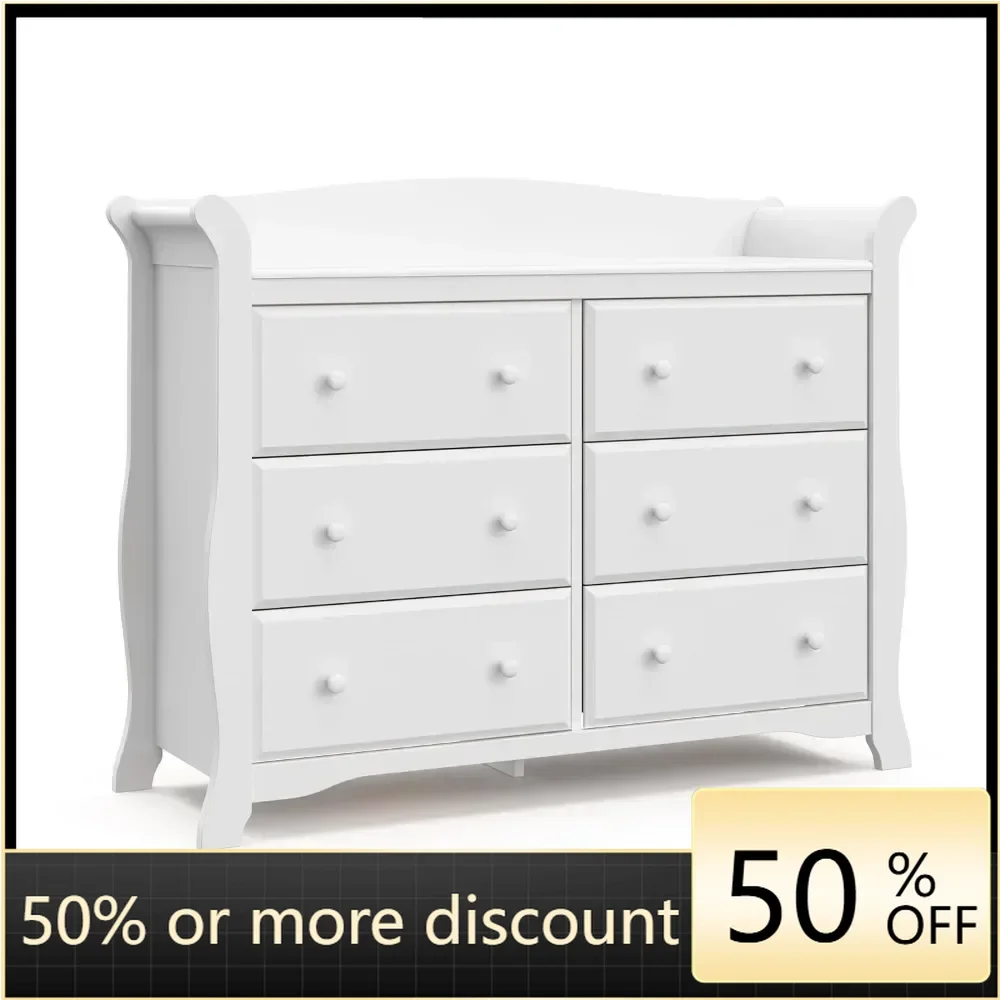 6-drawer double-layer (white) - children's bedroom dress, daycare dress organizer, bedroom drawer box with 6 drawers