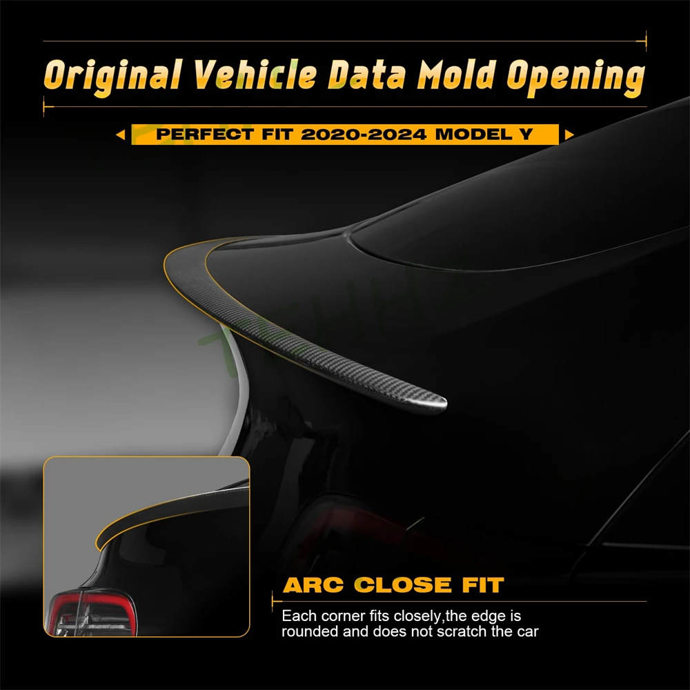 100% Real Carbon Fiber Spoiler Für Tesla Modus Y 2020-2024 Stamm Flügel Real Dry Carbon Original Außen Zubehör auto Teile – Detail 2