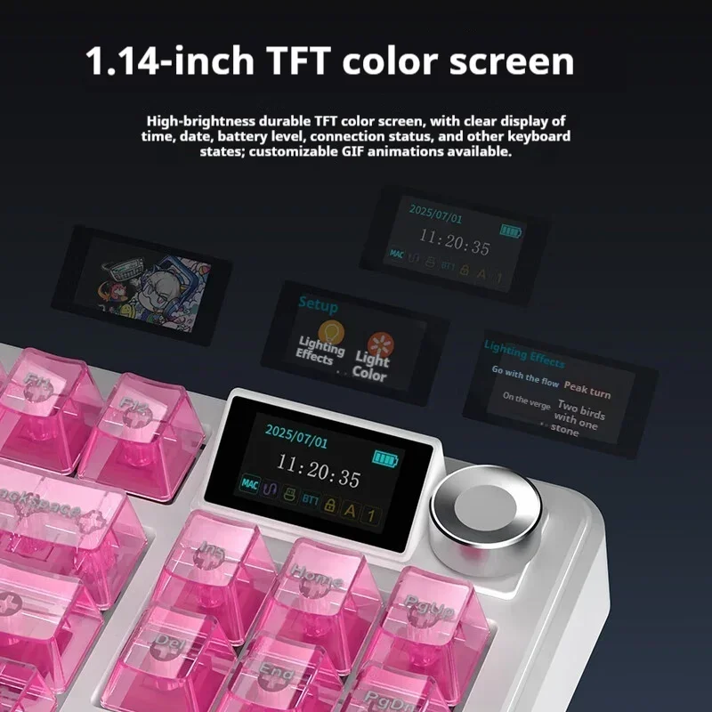 AJAZZ MK87 2.4G Wireless Gaming Keyboard Thri-mode TFT Screend Multi-function Knob Keyboard Hot Swap RGB Lighting Effect Custom