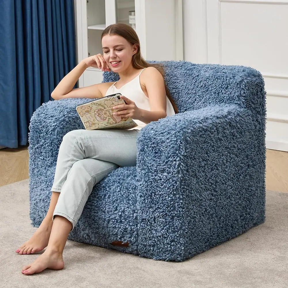 

Bean Bag Chair Bean Bag Sofa With Fluffy Cover Comfy Chair Filled With Memory Foam Giant Bean Bag Chairs For Adults For Dorm,