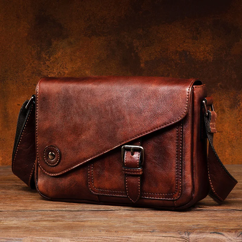 Leather men\'s bag messenger bag casual tide brand handmade bag with leather shoulder bag men\'s shoulder bag