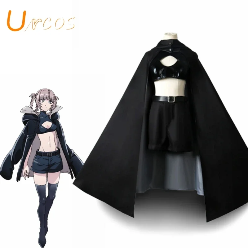 Anime Call of The Night Nanakusa Nazuna Cosplay Costume Black Cloak Cape Style With Belt Denture Socks Outfit Yofukashi No Uta