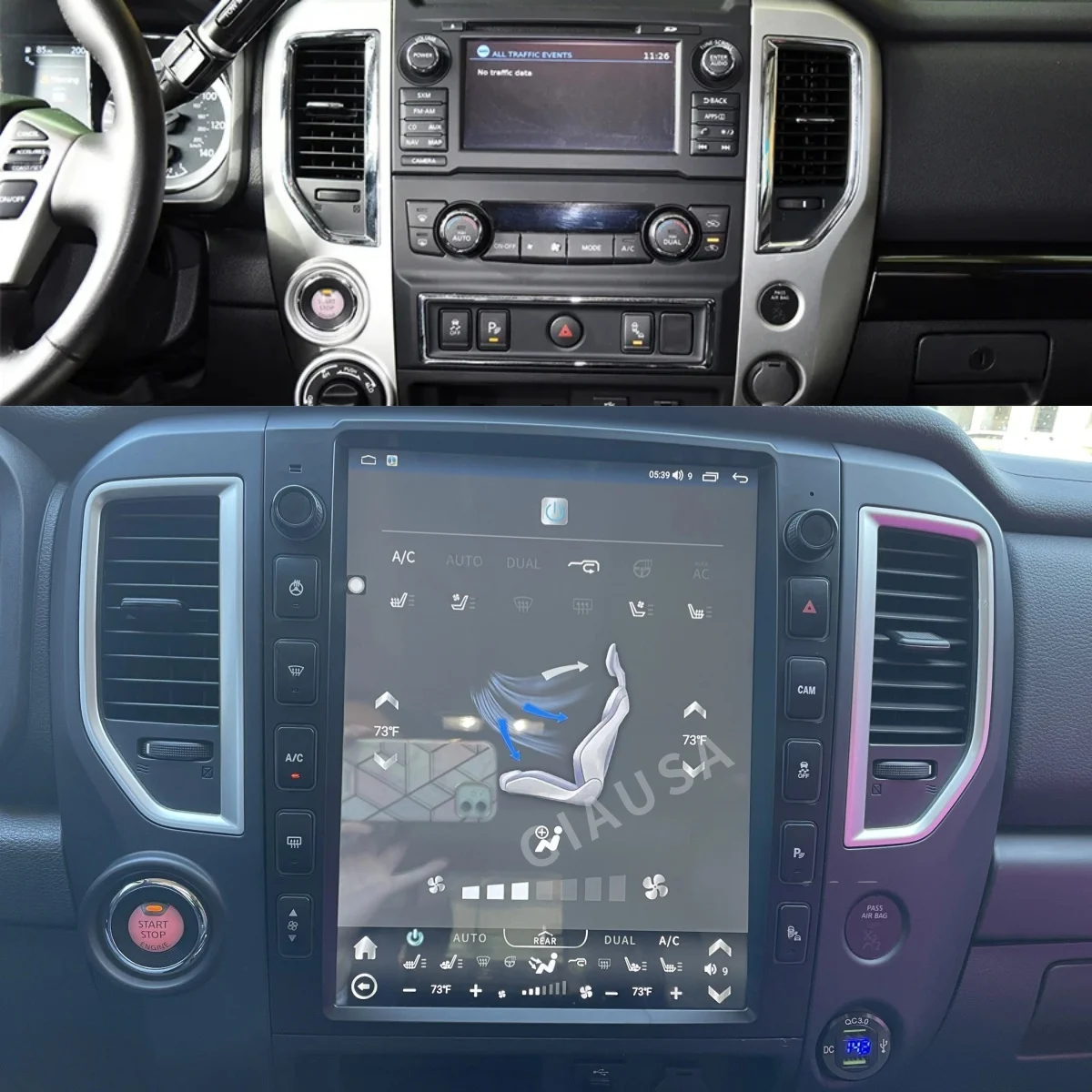 12.1 بوصة أندرويد 13 راديو السيارة ل 2016-2019 نيسان تيتان Carplay نظام تحديد المواقع والملاحة السيارات ستيريو مشغل وسائط متعددة رئيس وحدة