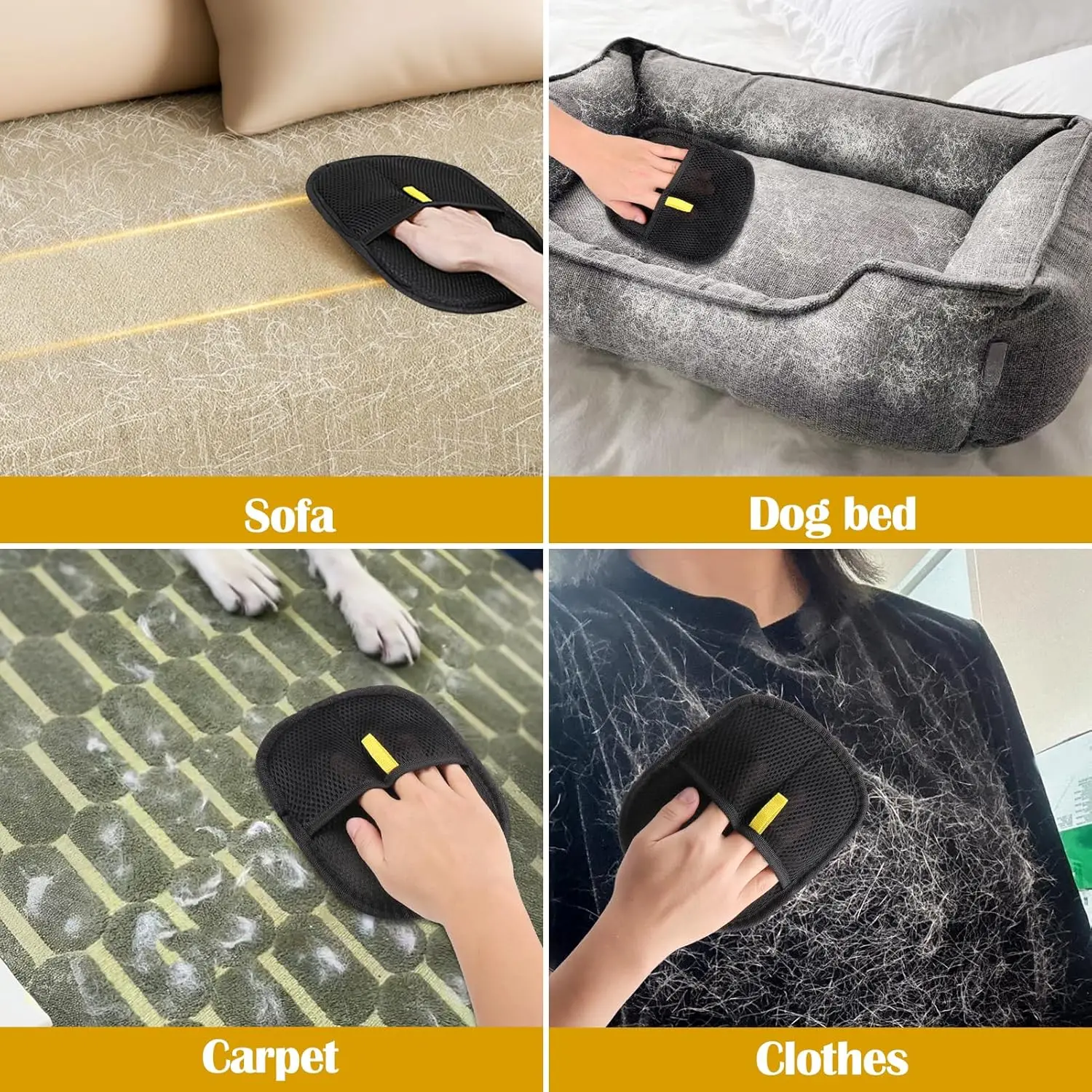 Pet Hair Removal Glove - 2 Pack Pet Hair Remover Glove, Electrostatic Gloves Pet Hair Lint Rolls into Strips, Dog and Ca