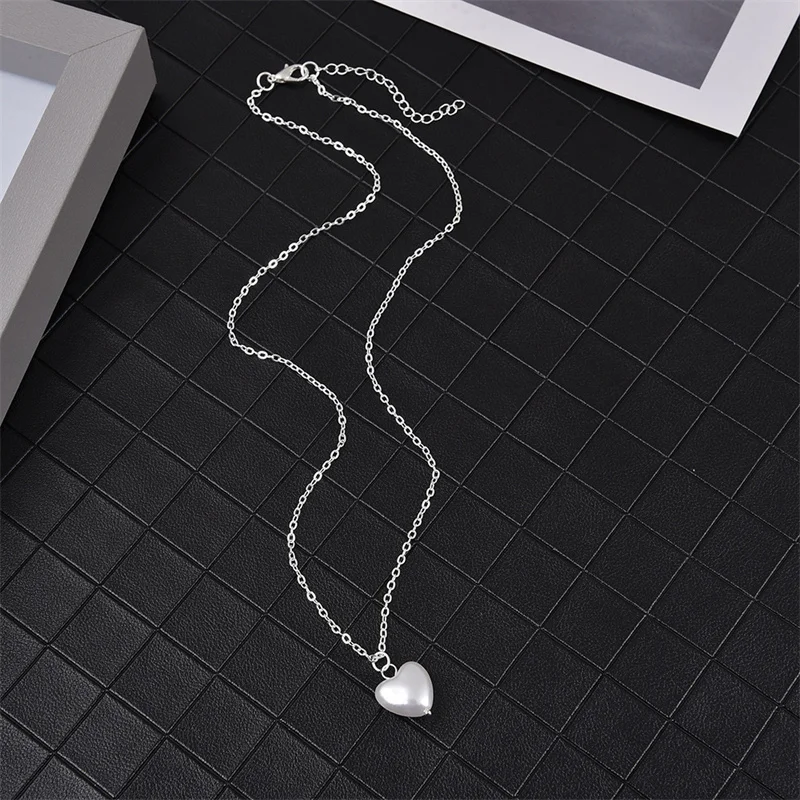 Cute Love Heart Necklaces For Women Imitation Pearl Pendant Necklace 2023 Fashion Festival Party Gift Jewelry Collier Femme