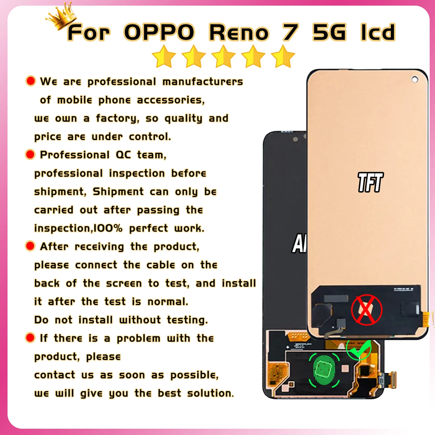 6.43\'\' LCD For OPPO Reno7 5G CPH2371 Display Touch Screen Mobile Phone Repair 100% Tested Digitizer Assembly Replacement