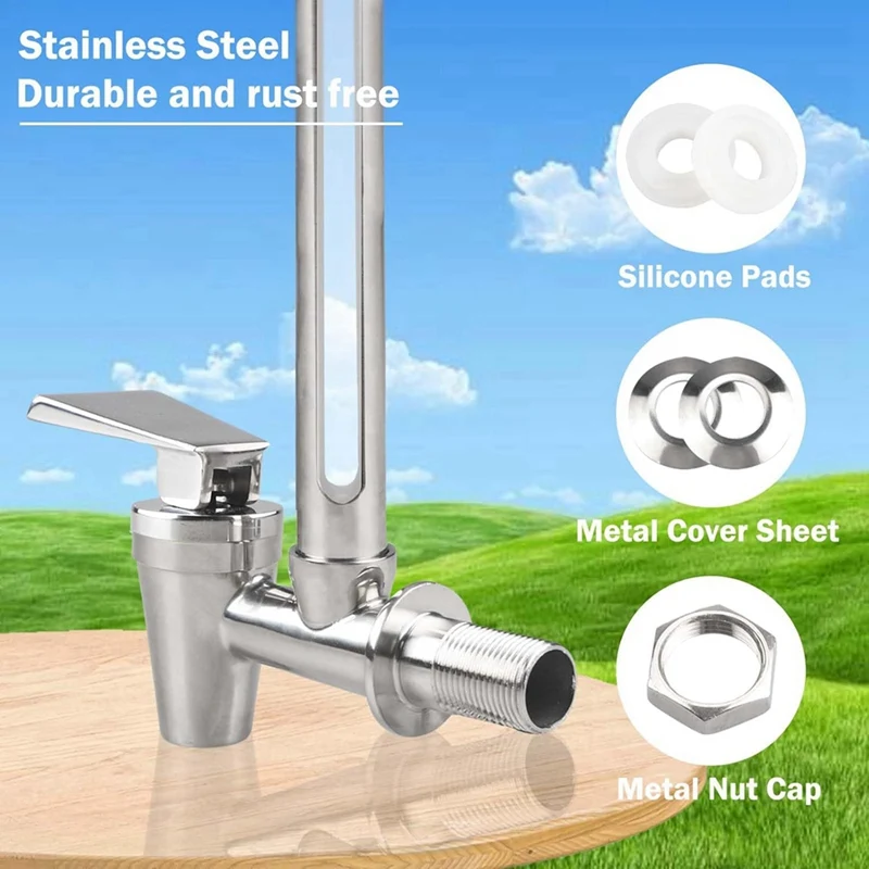 Sight Glass Spigot 10 Inch Stainless Steel Spigot With Clear View Water Level Compatible For Berkey And Waterdrop