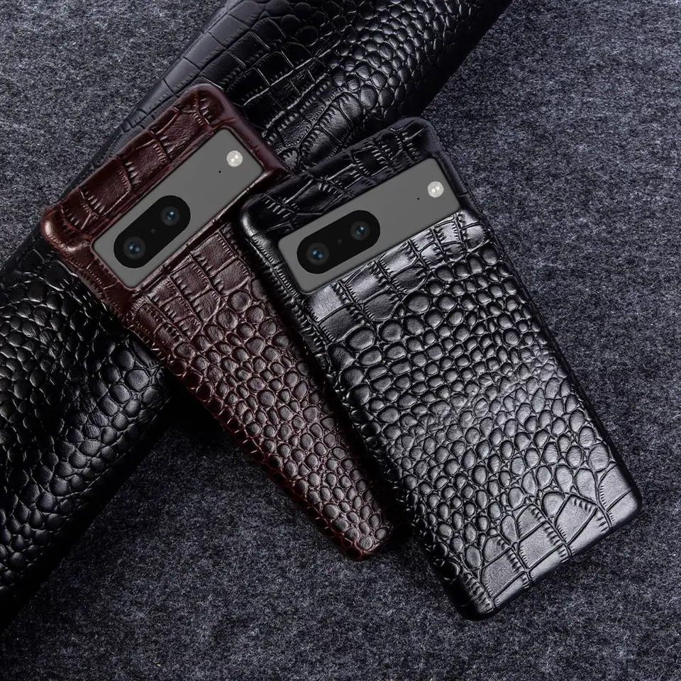 Funda de cuero genuino con textura de cocodrilo para Google Pixel 7 Pro, cubierta protectora para Pixel 10 6Pro 5A 2