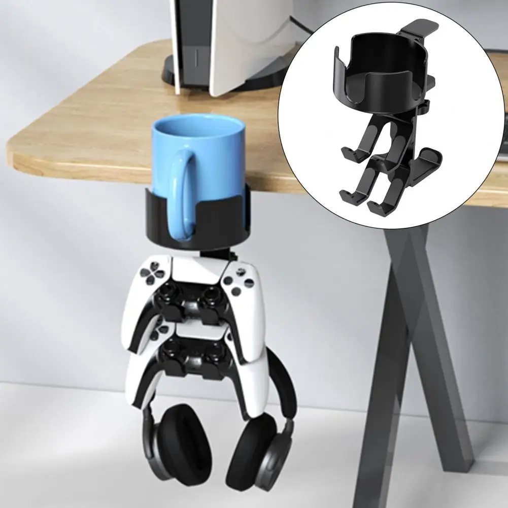 Anti-scratch Headphone Holder Desktop Organizer with Headphone Hanger Game Controller Stand Cup Holder Strong for Gamers