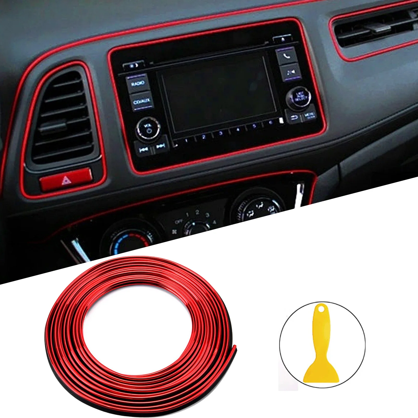 5m Universal Car Moulding Decoration Flexible Strip Auto Interior Moulding Car Trim Tape Auto Dashboard Decor Car Accessories