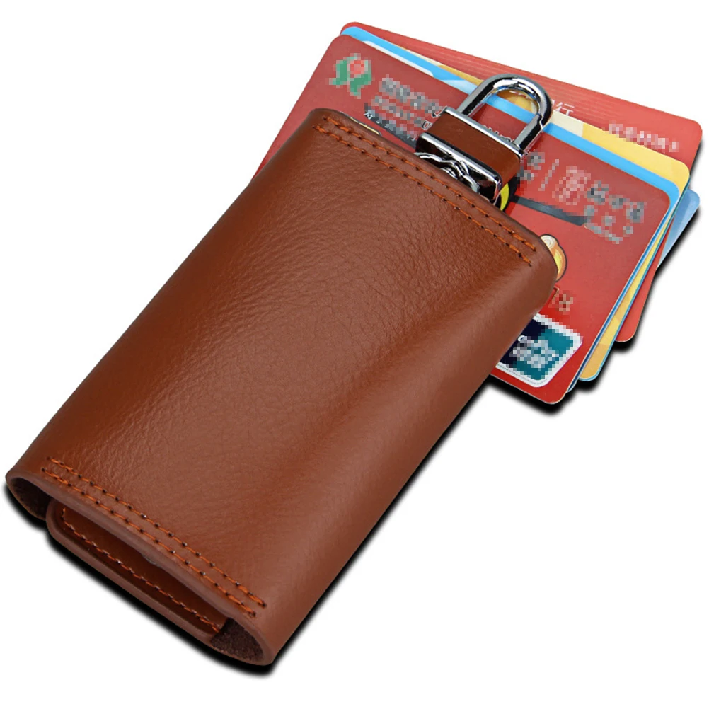 

Key Pouch Brown Universal Car Key Holder For Men Women Hanging Waist Bag Protector Case Keychain Accessory