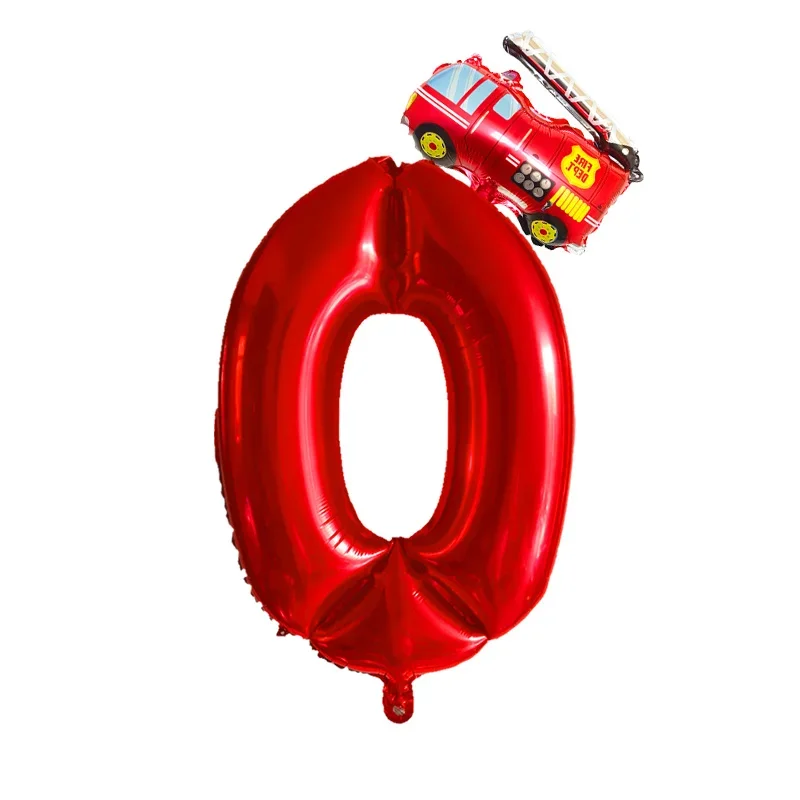 2pcs 32inch Red Number Balloons Mini Fire Truck Foil Balloons 1 2 3 4 5 6 7 8 9 Years Birthday Party Decora Baby shower Kids Toy