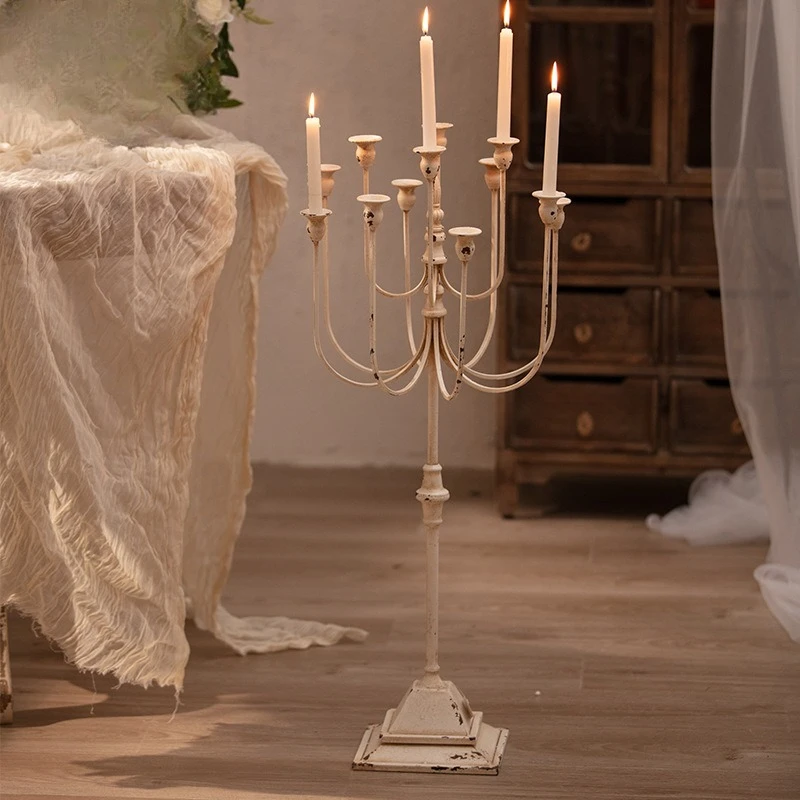 French Scrollwork Candelabra with 5 Arms - Romantic Dinner Photoshoot Prop Vintage Wedding Chapel Lighting Fixture