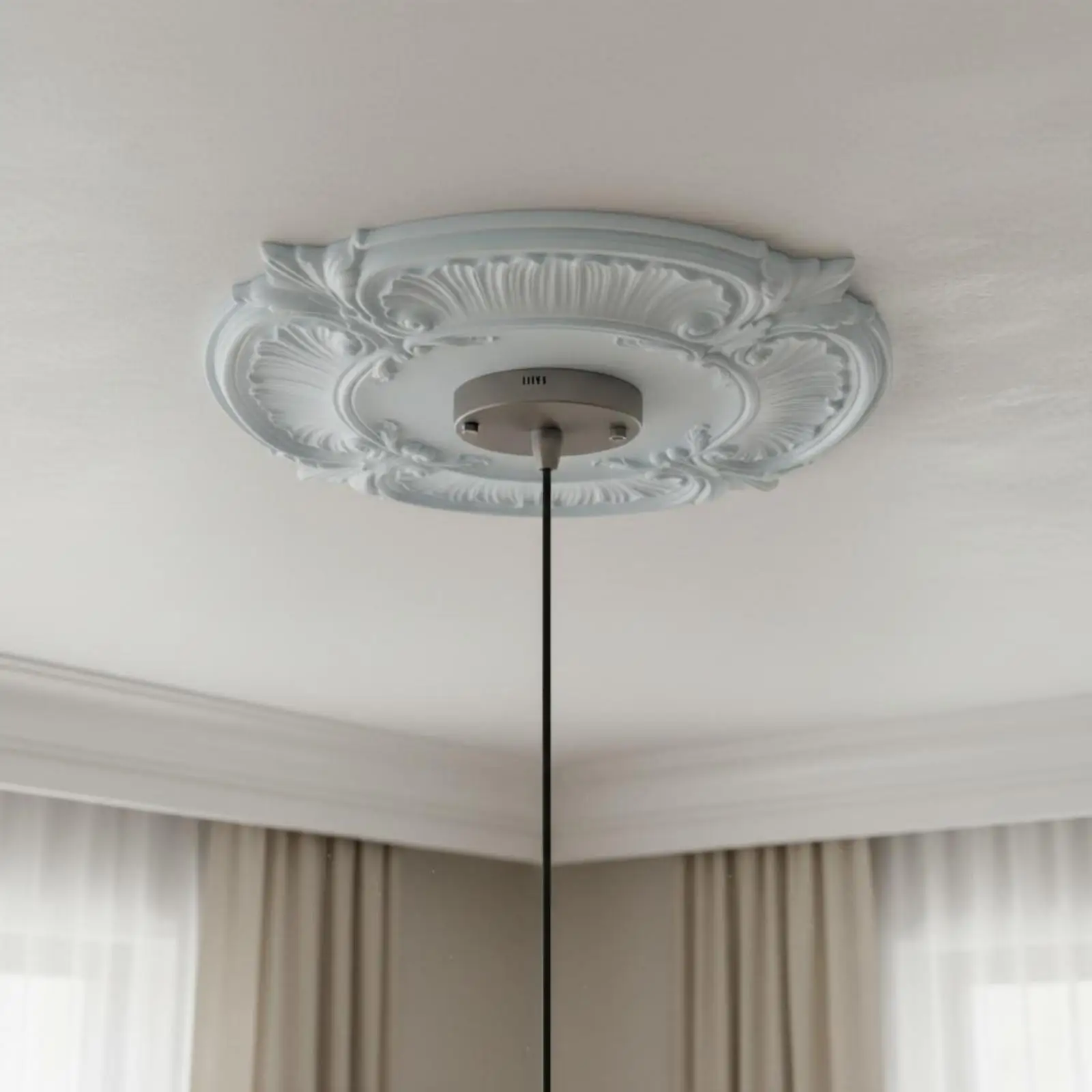 Ornate Ceiling Light Panel Polyurethane Round Medallion Architectural Overhead Trim for Living Space Lighting
