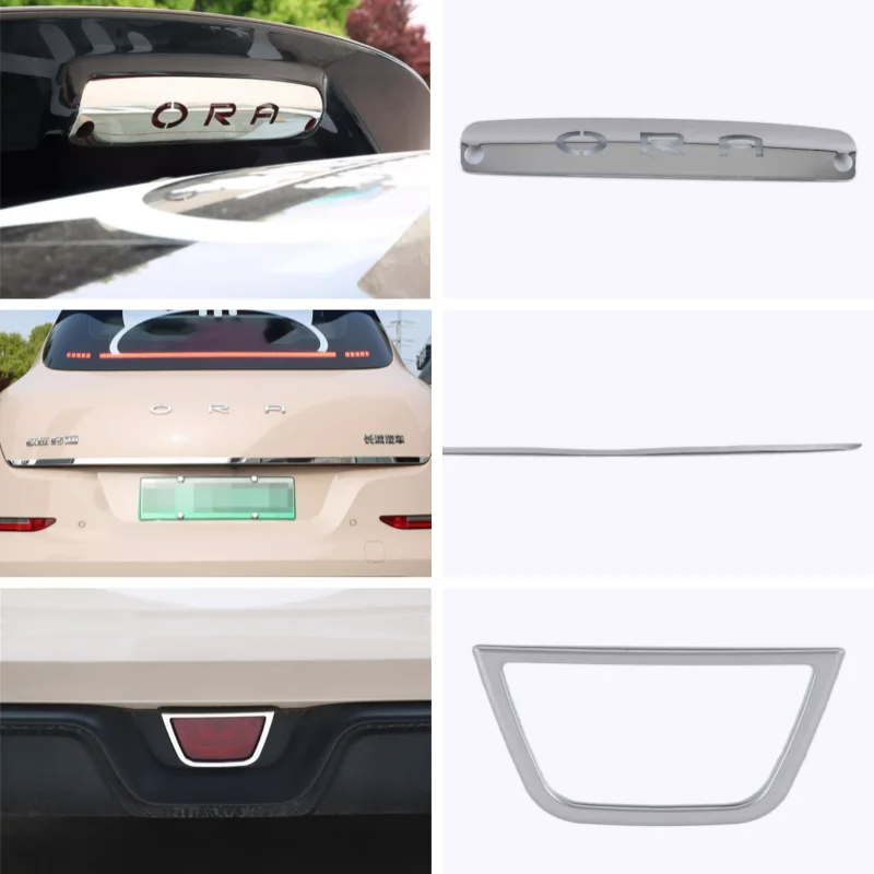 For GWM ORA Funky Cat Accessories 2021 2022 Exterior Accessories Rear Fog Lights Rear Trunk Tailgate Door Tail Cover Trim