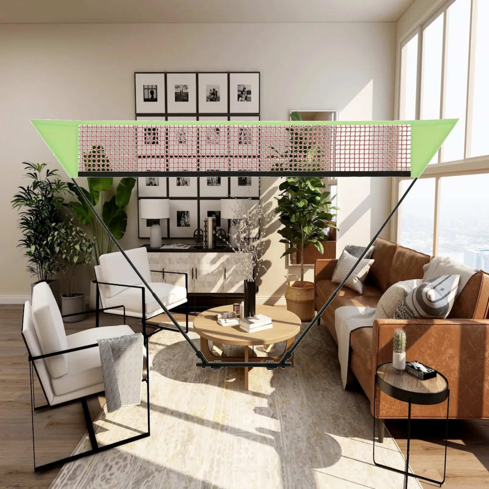 Badminton Net with Stand Freestanding Badminton Net Set Indoor Minimal Space for Casual Players, Backyard, School Gym