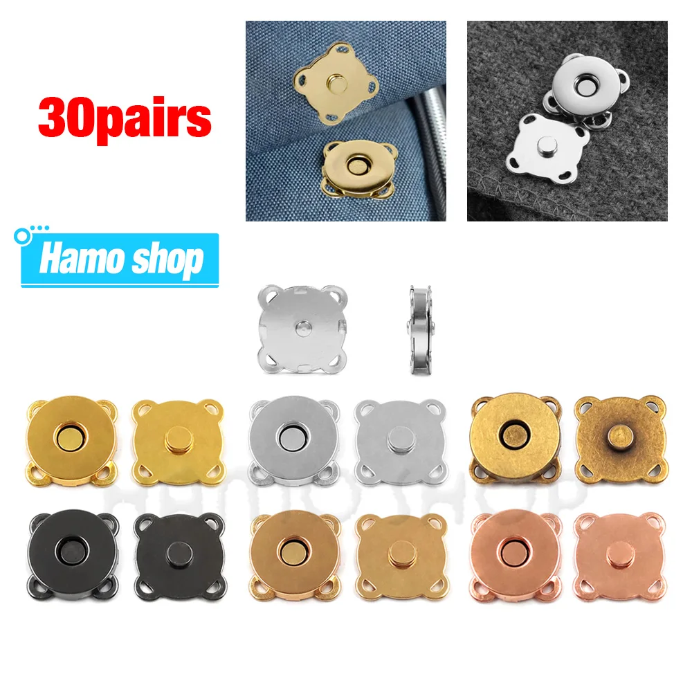 

30Sets Magnetic Snaps Fasteners Sew on Magnetic Buttons Plum Blossom Buckles For DIY Projects Clothing Handbag Cloth Accessories