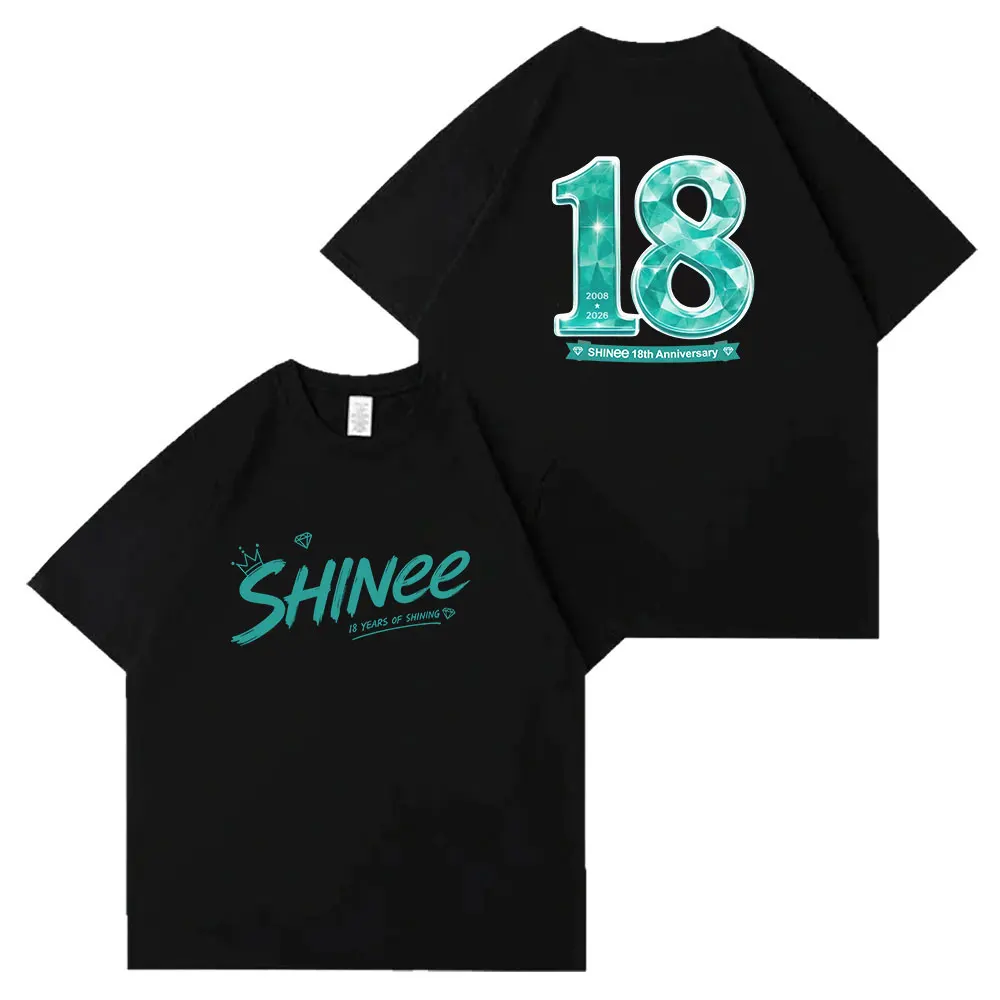 Kpop SHINee Day 18th Anniversary ​18 Years Of Shining T-Shirt for Men Women Printed Graphic Cotton TShirt Loose Short Sleeve Top